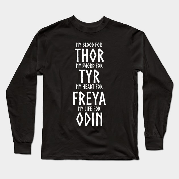 Viking Gods Thor, Tyr, Freya, Odin - Norse Mythology Long Sleeve T-Shirt by Styr Designs